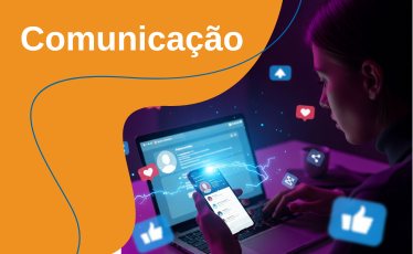 Ilustração de comunicação digital, representando o curso de Marketing Digital.