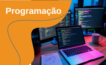 Ilustração de um terminal de código, representando o curso de Programação.