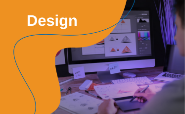 Ilustração de cores e formas, representando o curso de Design e Criatividade.