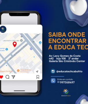 Fachada da escola EducaTech, mostrando a localização e a entrada.